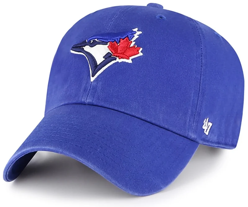 47 Brand MLB Team Color Home Primary Logo Clean Up Adjustable Baseball Cap Hat, Adult One Size Fits All - Toronto Blue Jays Blue