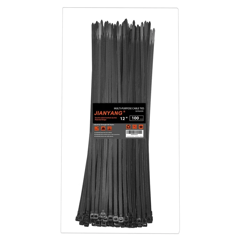 JIANYANG 12" Double-Sided Toothed Zip Ties - 100lb Strength, 100 Pack