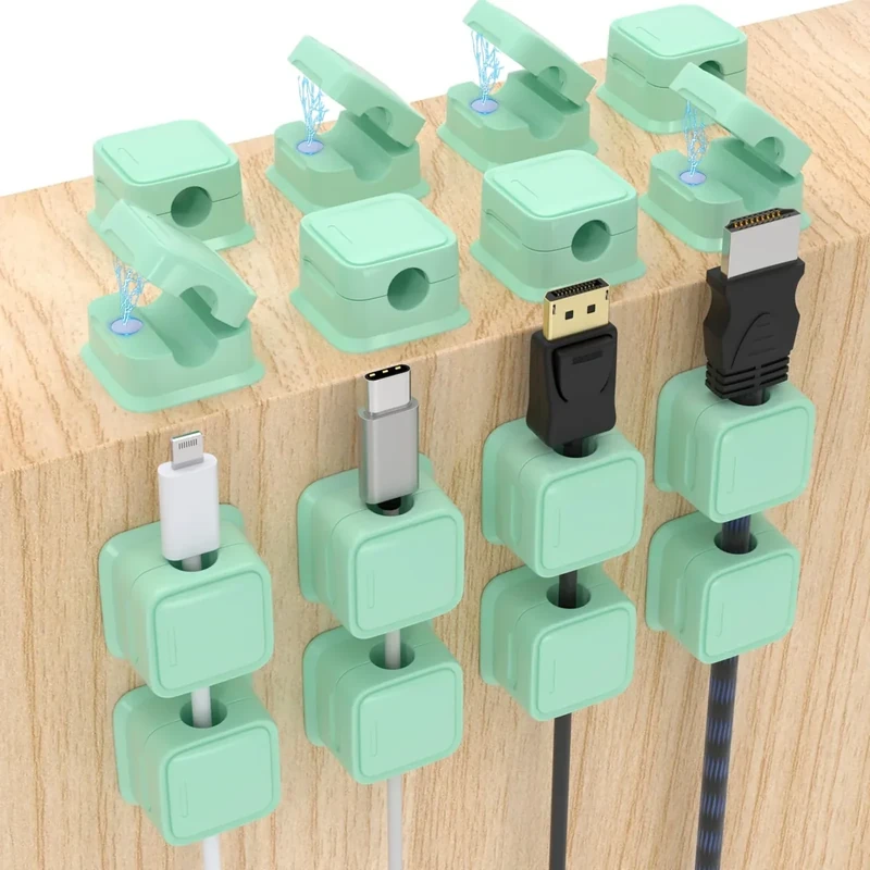 Costop 16-Pack Magnetic Cord Organizer - Mint Green Cable Management