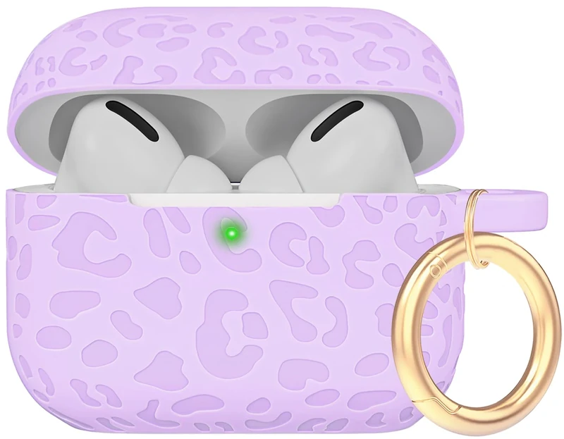 Gawnock Leopard Engraved Silicone Case for AirPods Pro 2 - Lavender