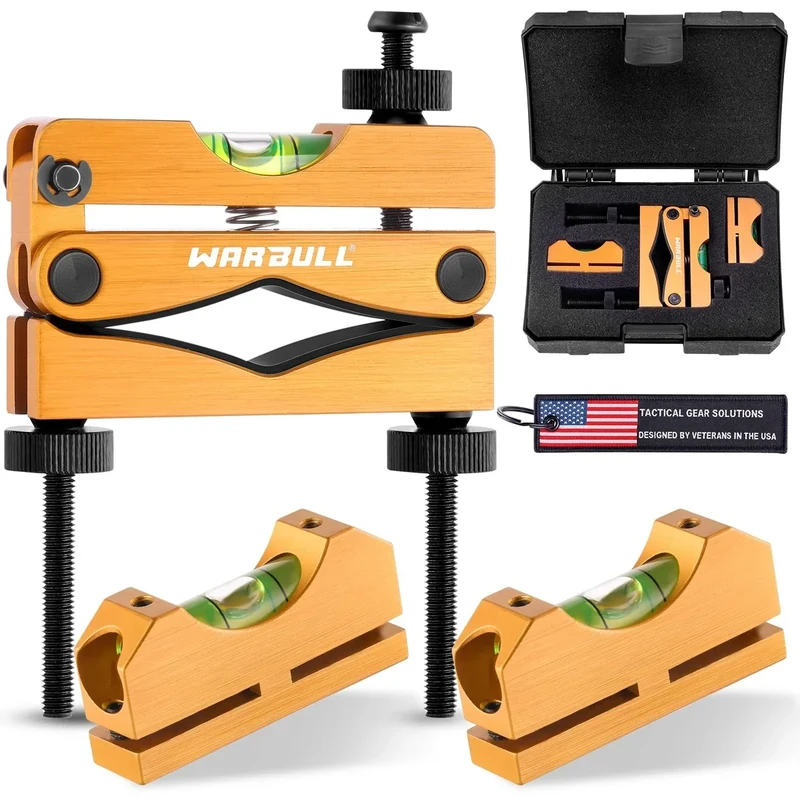 WarBull Scope Leveling Kit Universal, Magnetic Base High-Precision Clearer Level Bubble, Heavy-Duty Scope Mounting Kit, Scope Level Tool for Rifle Shotgun Frame Shooting Table with Storage Case -Glod