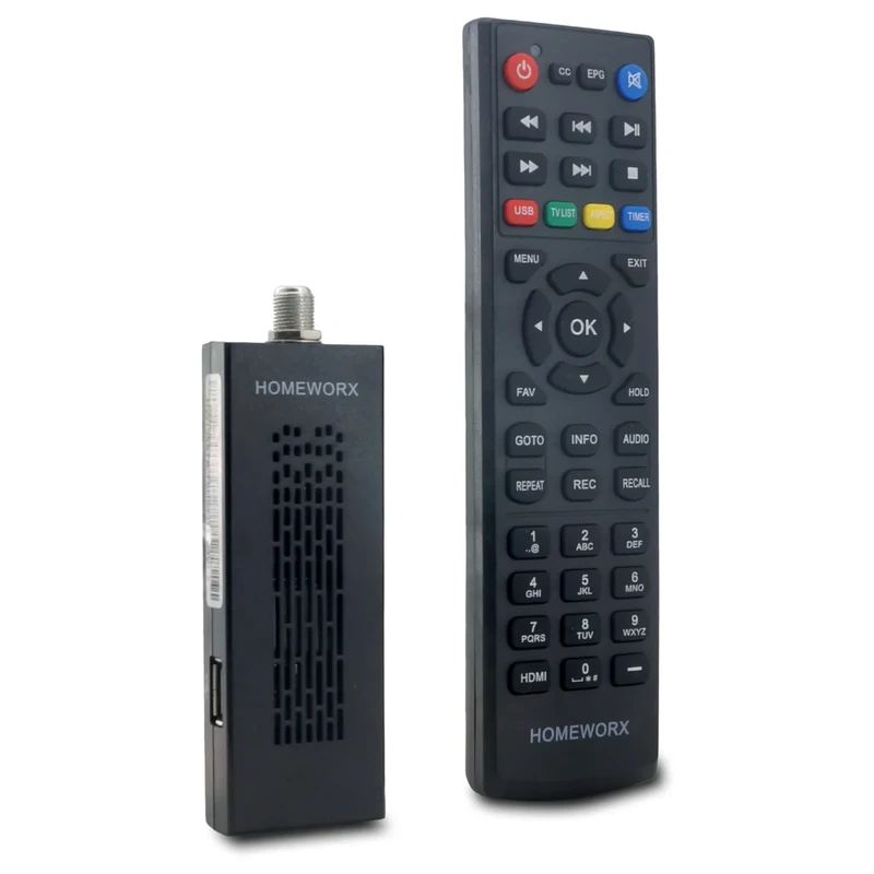 ATSC Digital TV Converter Box Dongle with TV Tuner, TV Recording, USB Multimedia Function, 1080P HDMI Output, Clear QAM by Mediasonic HomeWorx (HW135STB)