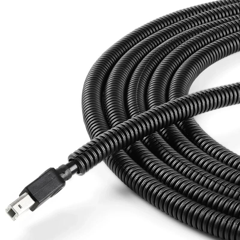 YCLYC 25FT Split Wire Loom 1/4" (6mm ID) Black Flexible Cable Cover