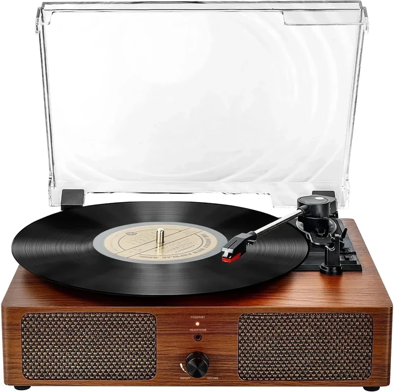 FEKTIK Bluetooth Vinyl Turntable - 3 Speed Portable with Speakers