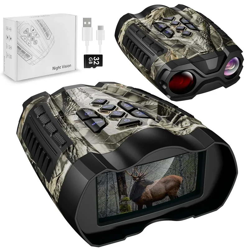 Night Vision Goggles,4K Night Vision Binoculars for Adult with 5000mAh Rechargeable Battery,16X Digital Zoom,3.5" HD Screen and 1000FT Viewing Range,32GB TF Card for Photo and Video,Ideal Gift for Men