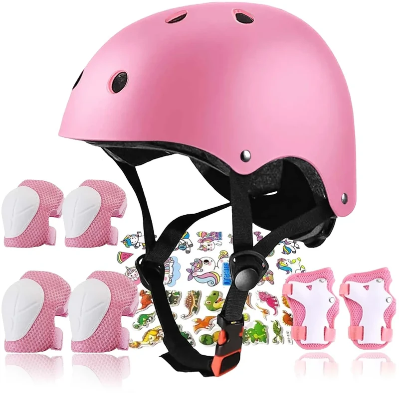FOOKCIAN Kids Helmet,Toddler Skateboard Helmets for Ages 2-3-5-8-14 Years Boys Girls with Knee and Elbow Pads Wrist Guards fit Roller Skates,Skateboarding,Skating Scooter Adjustable Kids Helmet