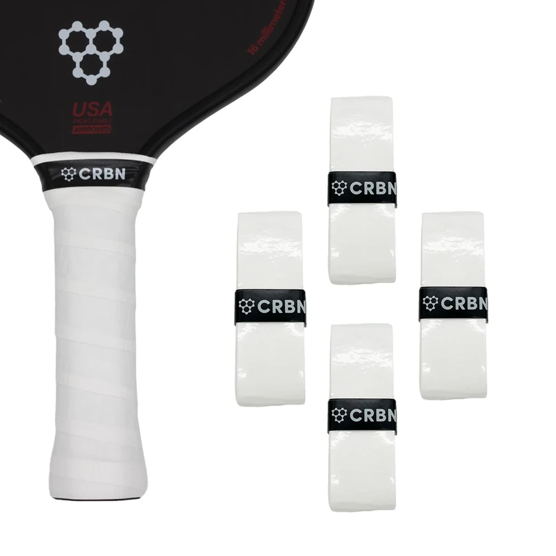 CRBN Pickleball - Drytec™ Overgrips - Pickleball Paddle Grip Tape - Absorbs Shock & Moisture - 4-Pack, White