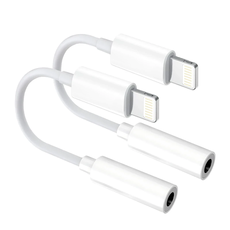 Untvie MFi Lightning to 3.5mm Adapter - 2 Pack for iPhone 14/13/12/XR