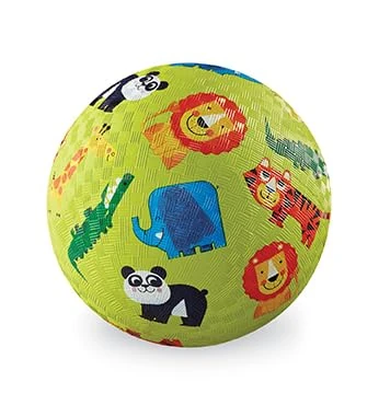 Crocodile Creek Playground Ball - Durable Rubber Ball for Kids Ages 3 and Up - Bouncy Inflatable Ball for Kickball, Indoor Games, and Outdoor Sports - PVC-Free - Jungle - 5-inch Diameter