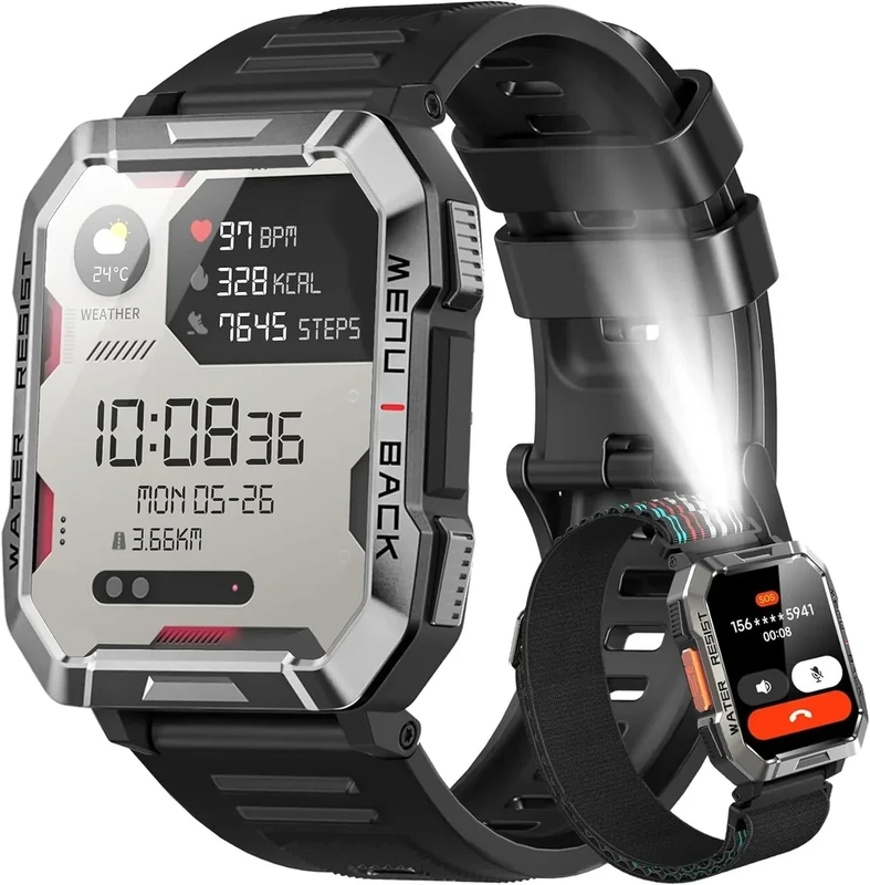 Blackview 2025 Fitness Tracker (Answer/Make Calls), Smart Watch for Men and Women with Heart Rate/SpO2/Sleep Monitor/2 Straps, 100+ Sports Modes, IP68 Waterproof Activity Tracker for Android/iPhone