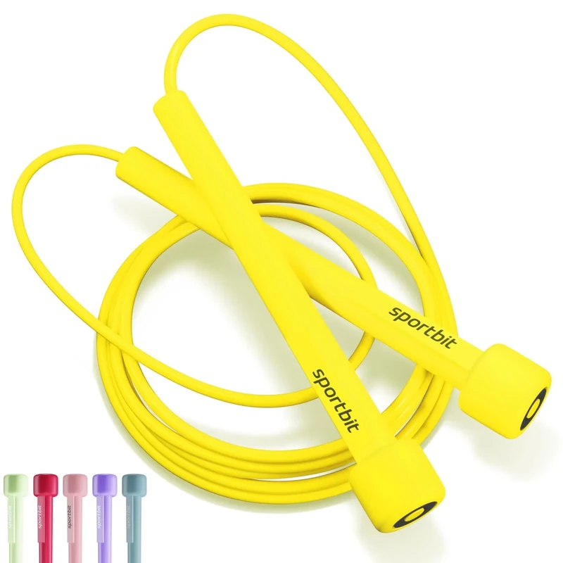 SPORTBIT Adjustable Jump Rope for Fitness and Exercise – Skipping Rope for Cardio, Boxing, and Weight Loss – Speed Rope perfect for Men & Women – Yellow