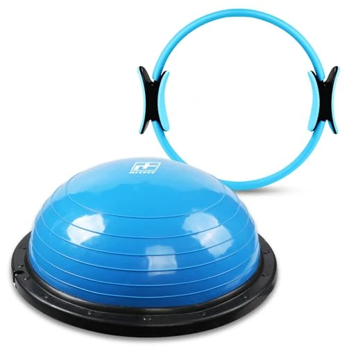 RitFit Pilates Ring Circle and Balance Ball Trainer, 14 Inch Magic Fitness Circle, Half Ball for Yoga,Fitness,Strength Exercise, Blue