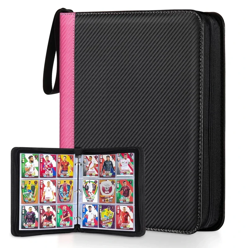 LIMSTDIC Card Binder for Pokemon Card, 9 Pocket 40 Double-Sided Pages for 720 Card Pocket Premium Zip PU Card Binder for Pokemon, Collectible For TCG,MTG,Baseball,Football Trading Card Game(Pink)