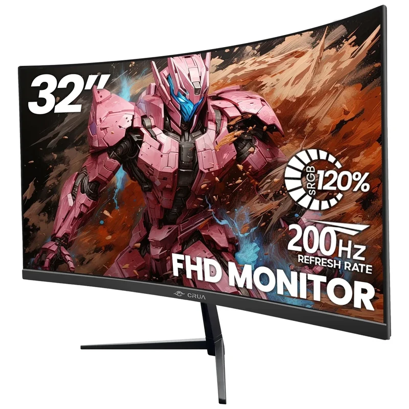 CRUA 32-Inch Curved Gaming Monitor - 200Hz FHD, 1ms, FreeSync