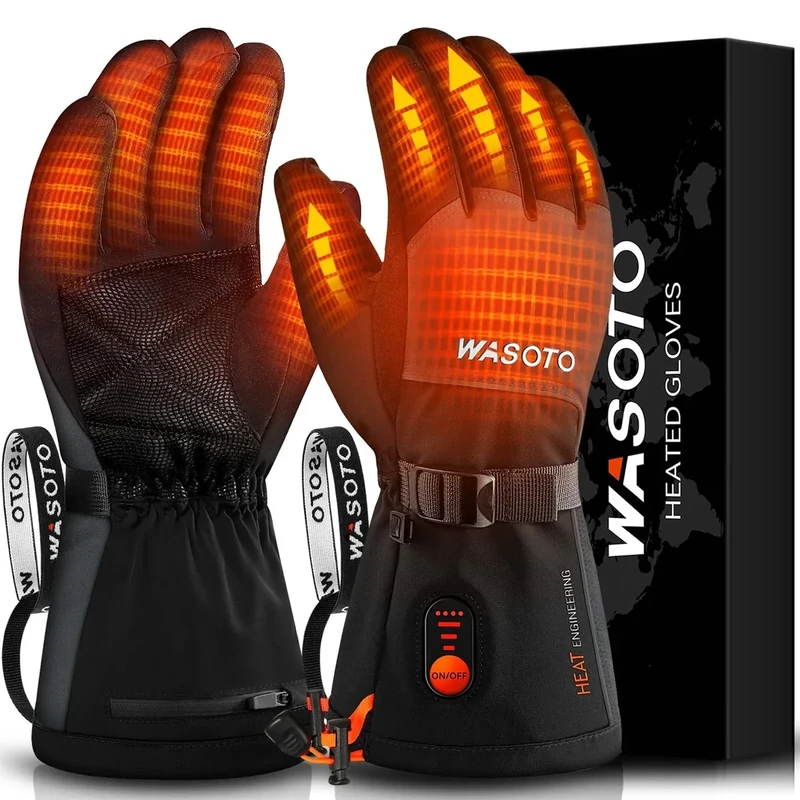 Heated Gloves for Men Women Rechargeable Heated Ski Gloves Touchscreen Waterproof Electric Heated Fishing Gloves for Winter Work Skiing (3XL)