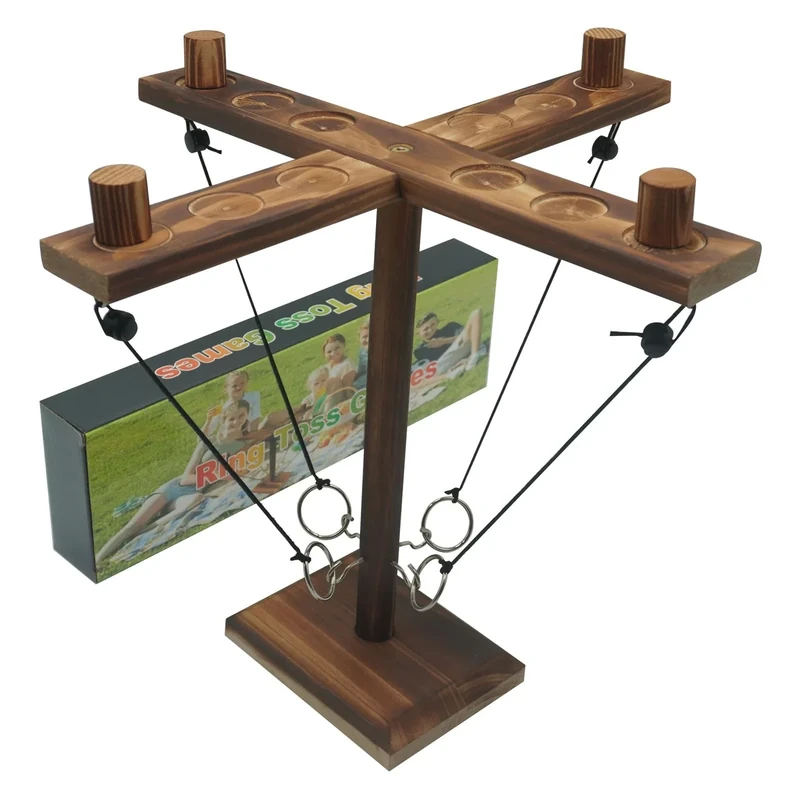 Gelabur Hook and Ring Game, Large Ring Toss Game for Adults, Ring Game on a String, Tabletop Games, Hook Game Ring Toss for Bar, Family, Party