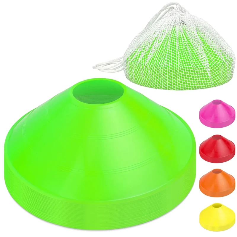 GoSports Premium Sports Cones for Agility Training and Drills - 20 Pack with Tote - Green