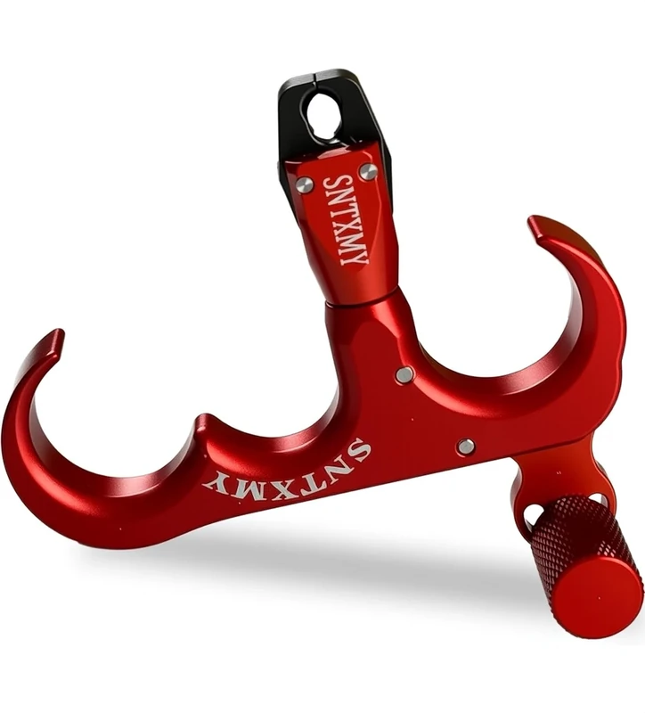 sntxmy Bow Release for Compound Bow, Archery Release Trigger, Compound Bow Release, Thumb Release. (3 Finger Bow Release, Light Red)
