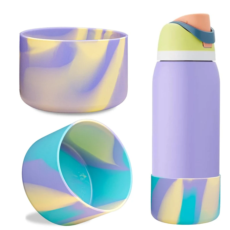 LUCKINEE 2Pcs Protective Silicone Boot Bottom Base for Owala FreeSip Twist and Flip Flask 24OZ, and Compatible with Stanly Cup Tumbler 20-40oz and More Bottles with Bottom Diameter 2.8-2.95inch