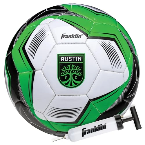 Franklin Sports MLS Austin FC Soccer Ball - Official Size 5 Soccer Ball - Soft Abrasion Resistant Cover - Official Size and Weight Soccer Ball - Air Pump Included, Team Specific