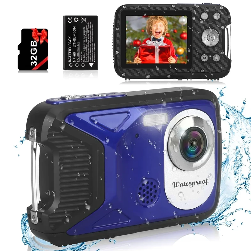 Rawiemy Waterproof Camera- 36MP, 1080P HD, 32GB Card, 16.5FT Dive