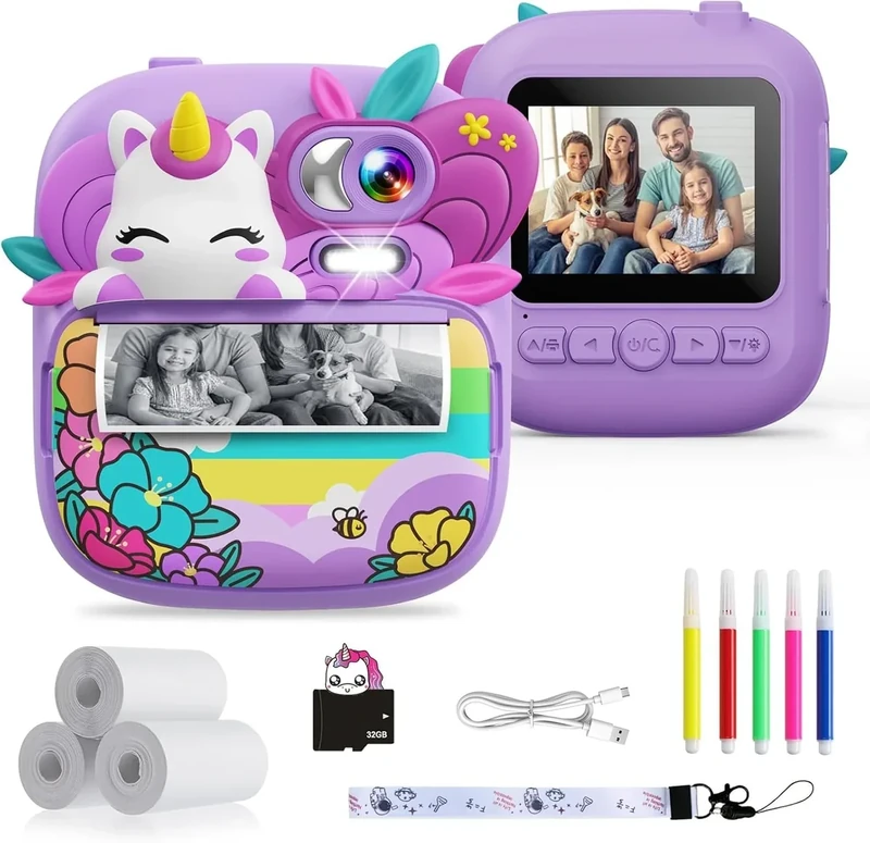 TIATUA Kids Camera Instant Print, Camera for Kids with Printable Photos, Toddler Camera Toys for Children Ages 3-14, Digital Camera Birthday Gifts for Girls 4 5 6 7 8 9 10 11 12 13 Years Old (Purple)