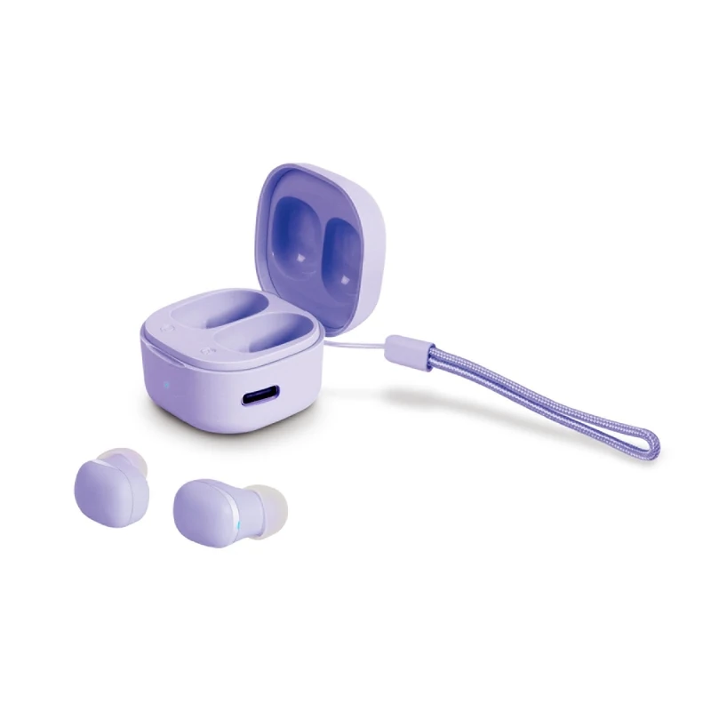 KENKUO Kids Wireless Earbuds, Cute Color Ear Buds for Kids & Women, 2.5g Ultra-Light, Coin-Sized Charging Case, Bluetooth 5.4 Earphones for Workout &Outdoor, Laptop Pad Phones Compatible, Purple