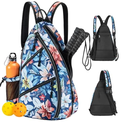 Himal Pickleball Bag Adjustable, Pickleball Backpack with Water Bottle Holder for Men and Women (Flower)