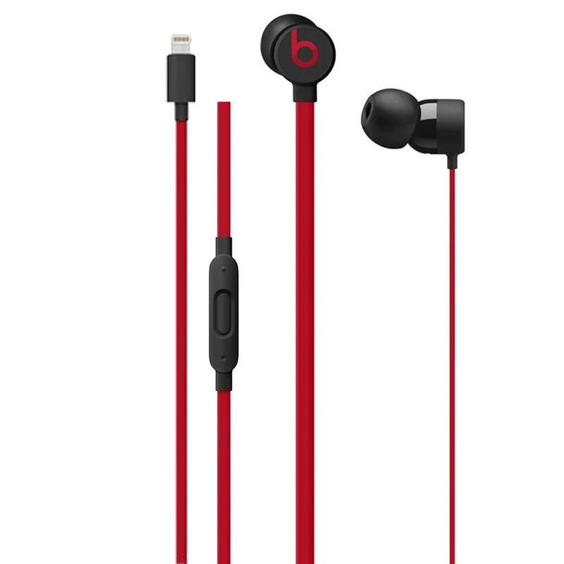 Beats urBeats3 Earphones with Lightning Connector- The Decade Collection - Black-Red (Renewed)