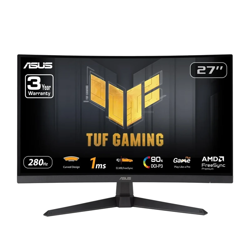 ASUS TUF Gaming 27” 1080P Curved Monitor (VG27VQM1B) – Full HD, 1500R, 280Hz, 1ms, Extreme Low Motion Blur, FreeSync Premium, Shadow Boost, Eye Care, 90% DCI-P3, DisplayWidget Center, 3 yr Warranty