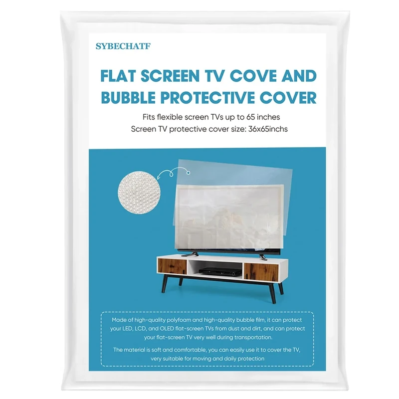 SYBECHATF Foam & Bubble TV Cover - Layered Protection for 65" Screens