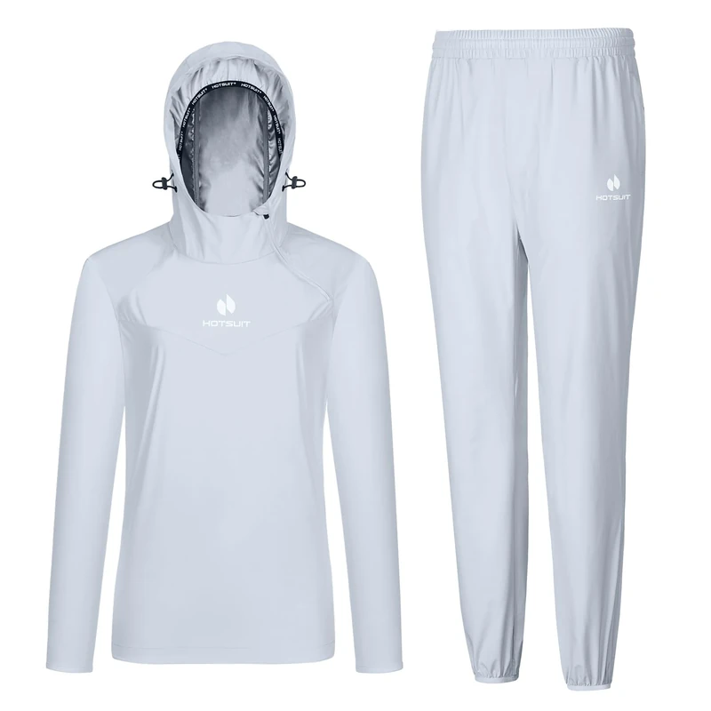 HOTSUIT Sauna Suit for Women Anti Rip Sweat Suit for Weight Loss Odorless Sauna Jacket Pant for Workout Gym, Baby Blue, XL