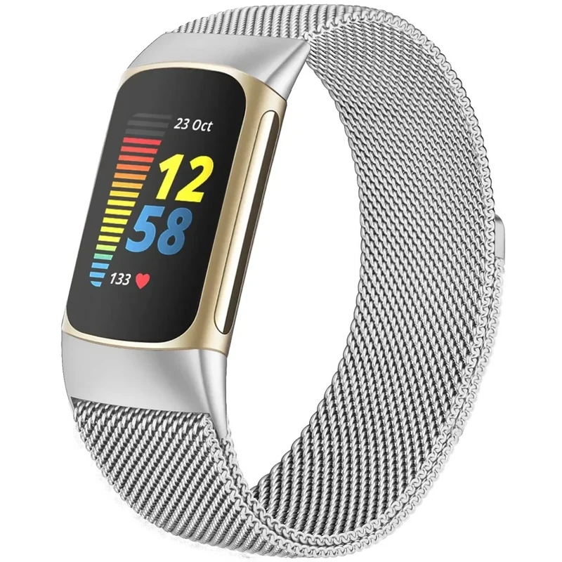 surundo Metal Mesh Loop for Fitbit Charge 6/5 - Adjustable Magnetic Band