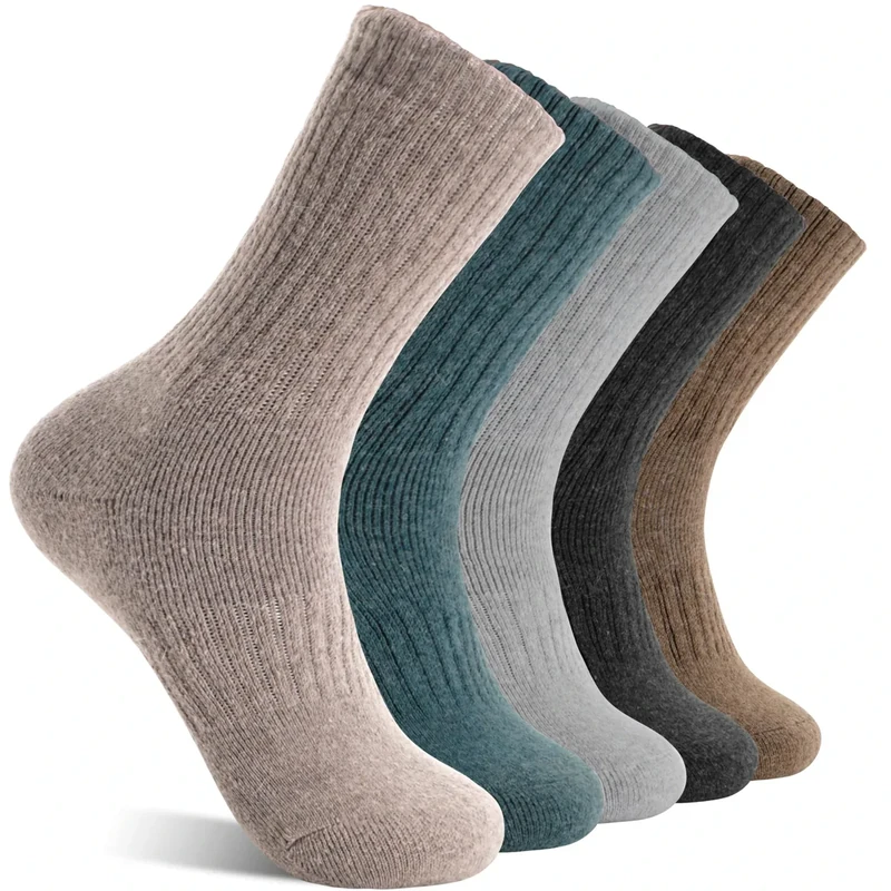 MOGGEI Womens Merino Wool Socks for Hiking Winter Warm Thick Thermal Crew Cozy Cabin Ladies Gift Comfy Boot Work Socks 5 Pairs(Assorted K(5 Pairs))