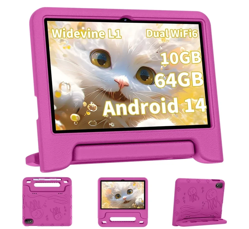 COLORROOM 2025 Android 14 Tablet - 10.1" Octa-Core 10GB+64GB Pink