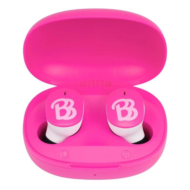 eKids Barbie Wireless Earbuds with Microphone, Bluetooth Earbuds with Charging Case (Barbie)