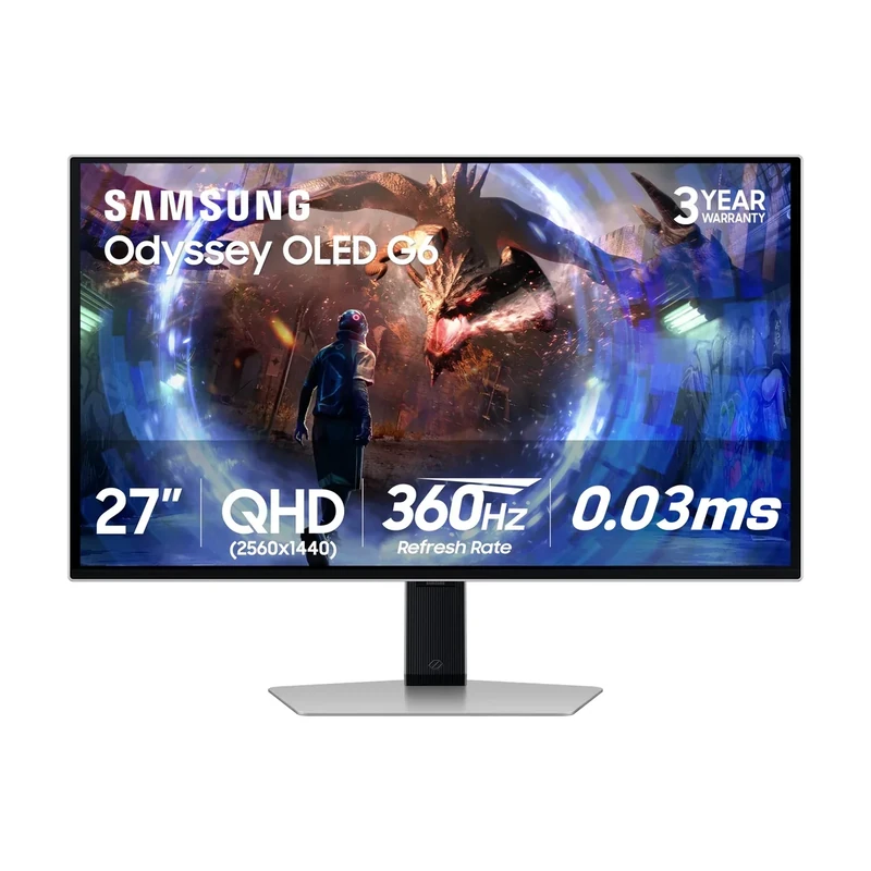 Samsung 27" Odyssey OLED G6 Gaming Monitor - QHD 360Hz 0.03ms FreeSync