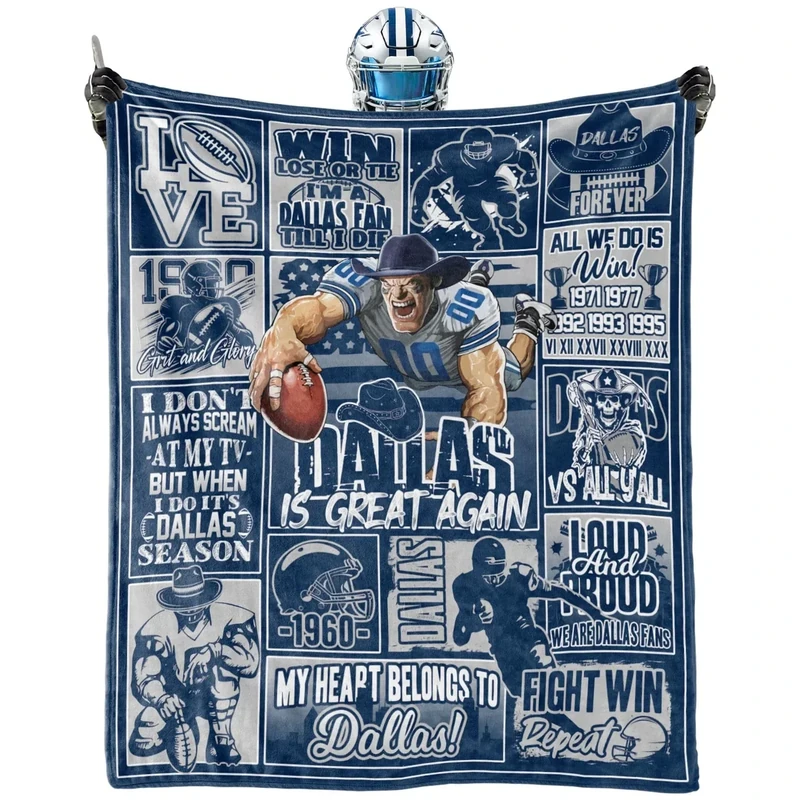 BTHRRW Football Blanket Plush Football Lovers Fan Gifts for Men Women Sport Team Color Style Cozy Flannel Sofa Couch 60"x50".