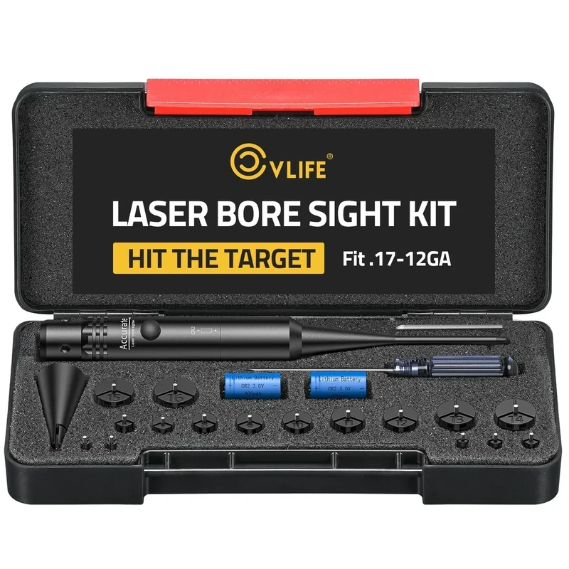 CVLIFE Bore Sight Laser Kit fit 0.17 to 12GA Calibers, Professional Green Laser Boresighter Kit for All Gun, Multiple Caliber Laser Bore Sight for Hunting Rifles Pistols and Handgun