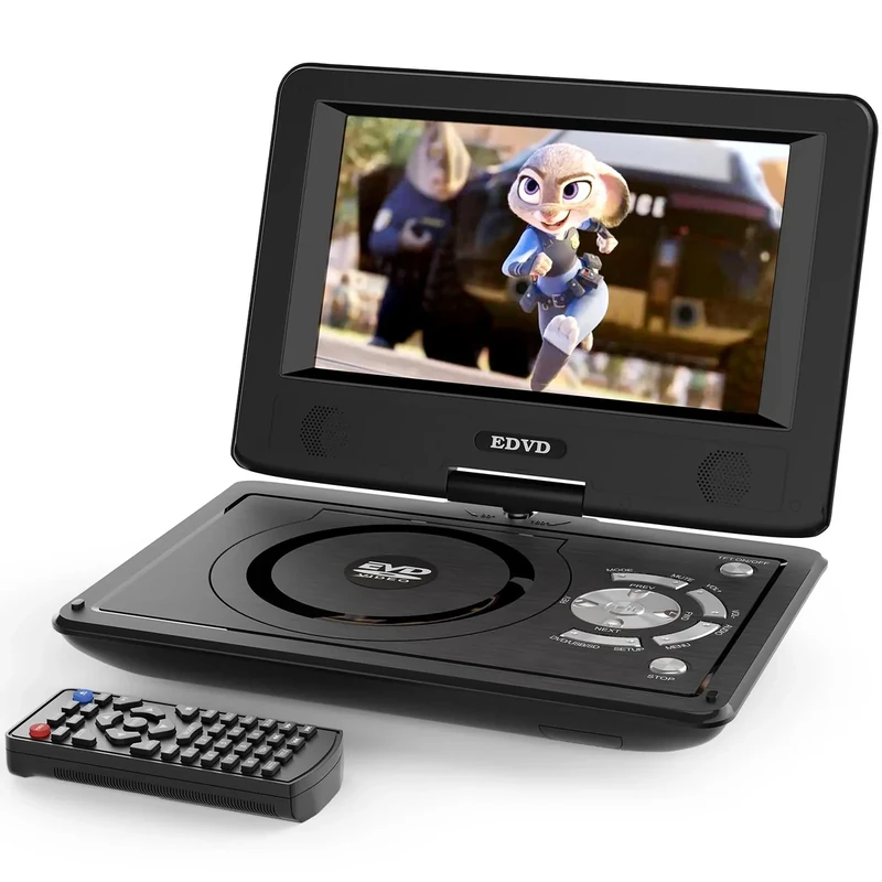 11.5" Portable DVD Player for Kids and Car, 9.5" Swivel HD Screen with 4-6 Hours Built-in Battery, Support Sync Screen to TV, Support SD Card/USB/Multiple Disc Formats (Black)