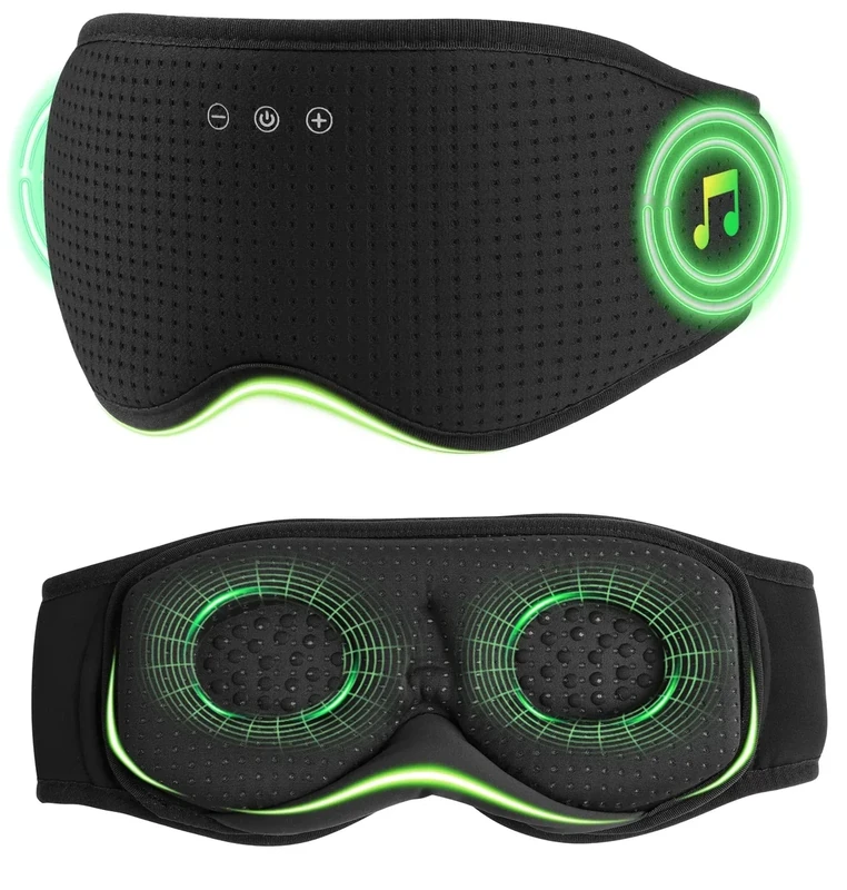 MUSICOZY Sleep Headphones with Bluetooth 5.4 Sleep Mask, Removable 3D Eye Cups for Zero Pressure Comfort, Wireless Bluetooth Eye Mask for Sleeping with Timer