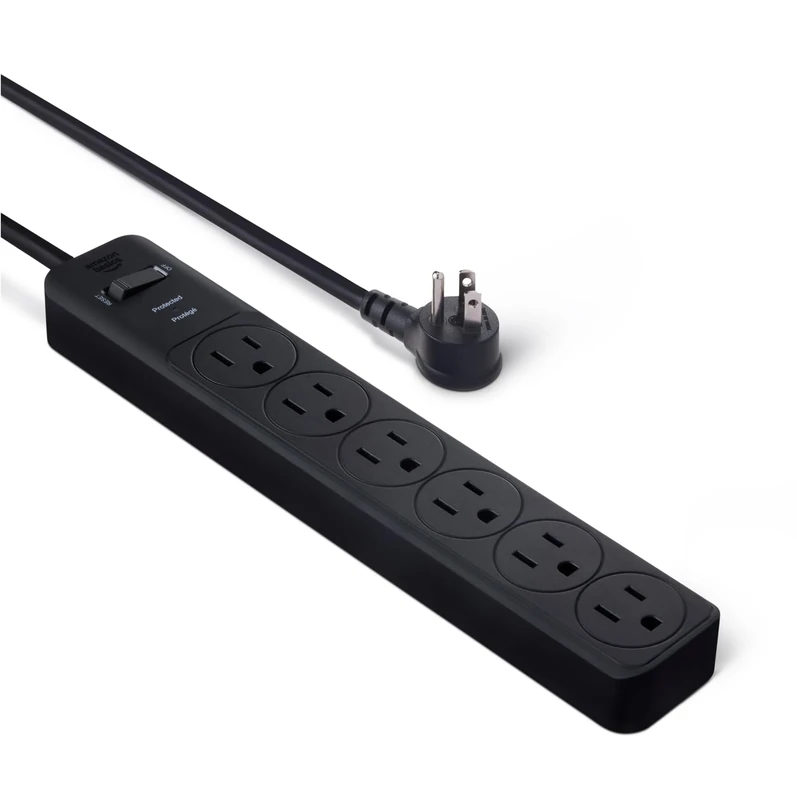 Amazon Basics 6-Outlet Surge Protector - 790J, 6ft Cord, Black