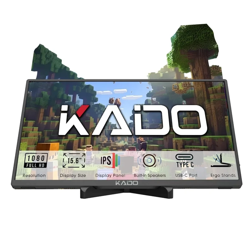 Kado 15.6" Full HD IPS Monitor - HDMI & USB-C, Speakers, Ergo Stand