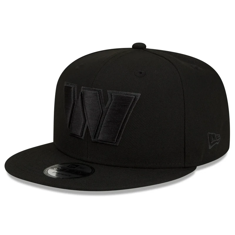 New Era NFL 9FIFTY Black On Black Adjustable Snapback Hat Cap One Size Fits All (US, Alpha, One Size, Washington Commanders)