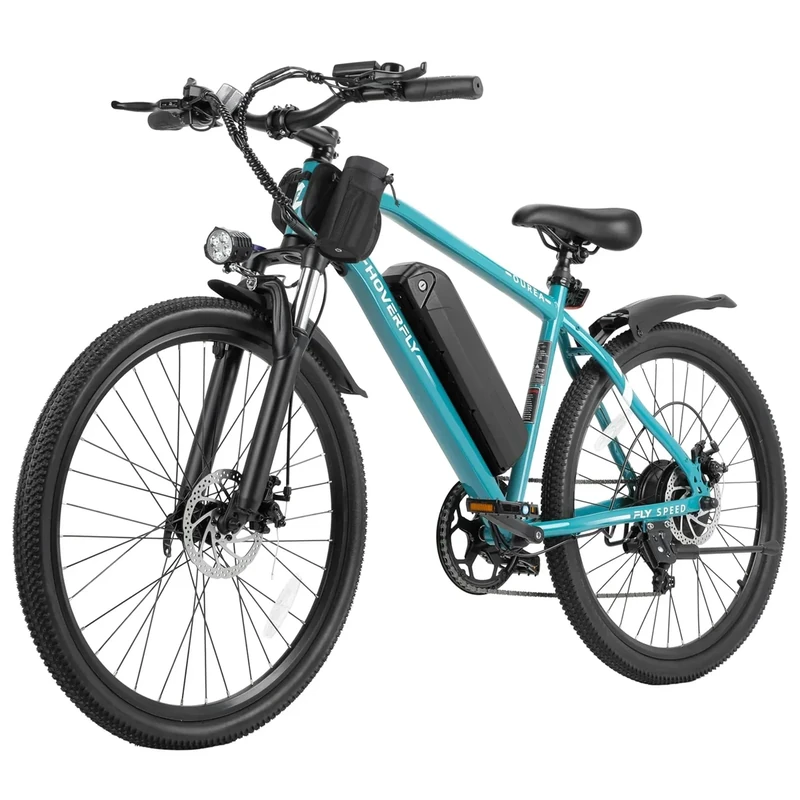 HOVERFLY OUREA Electric Bike 26", 750W Peak Motor Mountain Ebike, Up to 40 Miles 20MPH Removable Battery, 7-Speed and Shock Absorber, Electric Commuter Bike for Adults Green