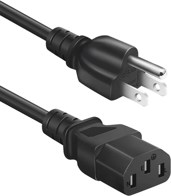 Universal 3-Prong AC Power Cable for Computers, TVs, Monitors & More, 3 Feet (0.92 Meters), Black