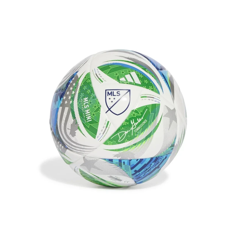 adidas Unisex-Adult MLS Mini Soccer Ball,White/Green/Glory Blue/Solar Blue,1
