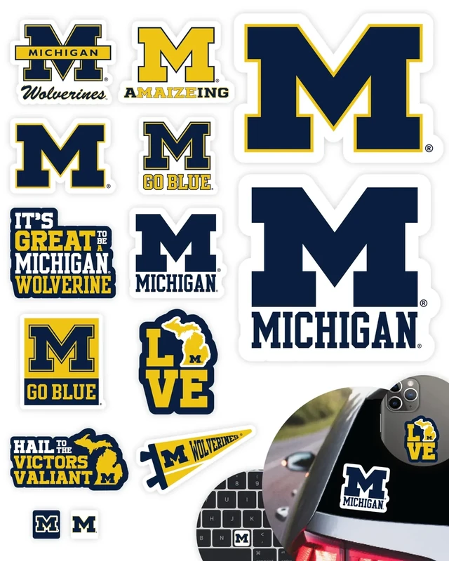 Michigan Wolverines Stickers for Gift, Car, Water Bottle, Laptop, and Phone for U of M Football Fans and University Graduates (Michigan Wolverines)