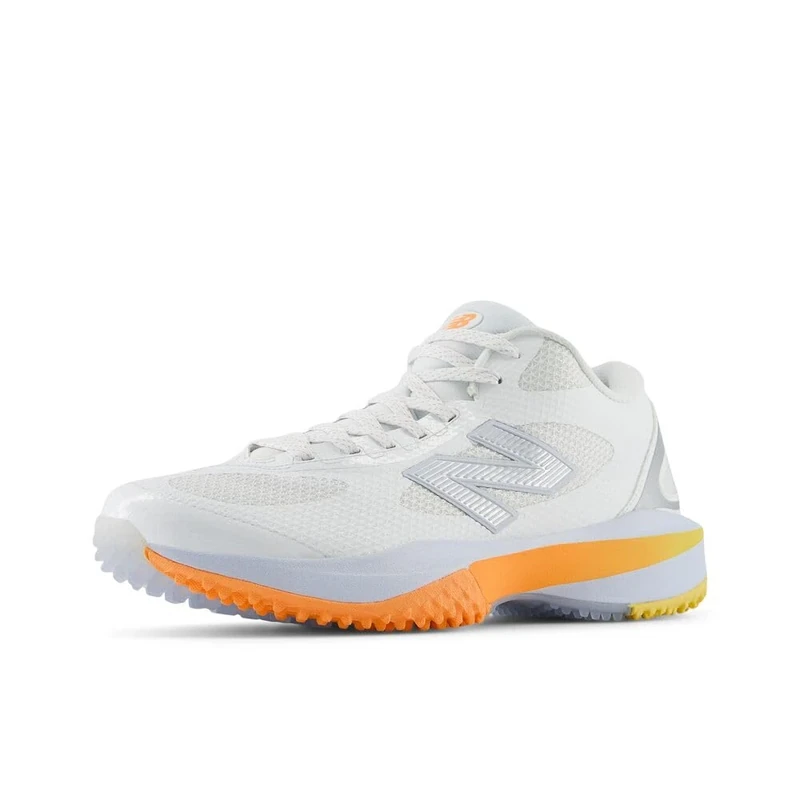 New Balance Men's FreezeLX V5 Turf Lacrosse Shoe, White/Ice Blue/Hot Mango, 11.5 M