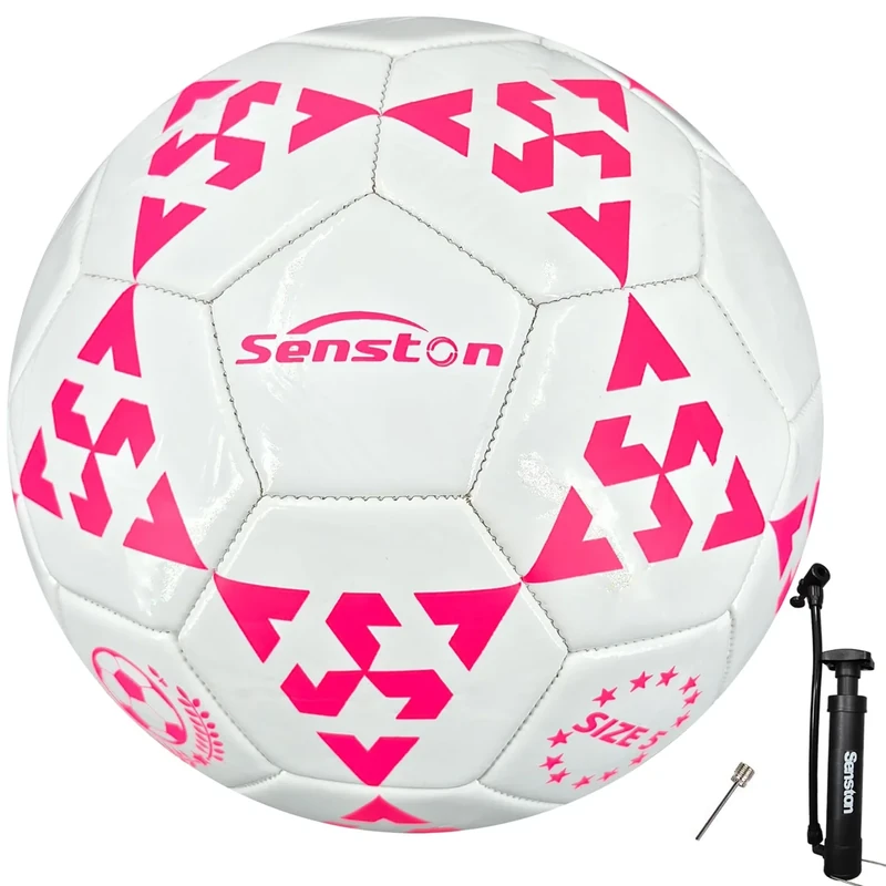 Senston Soccer Ball Official Size 5 with Pump - Training Match Soccer Ball for Adult and Junior Kids and Women Pink